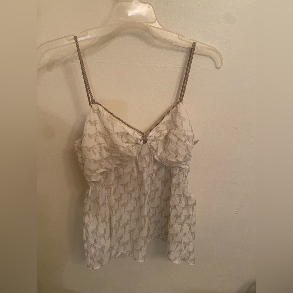 Stella McCartney Cream and Tan Spaghetti Strap Top
